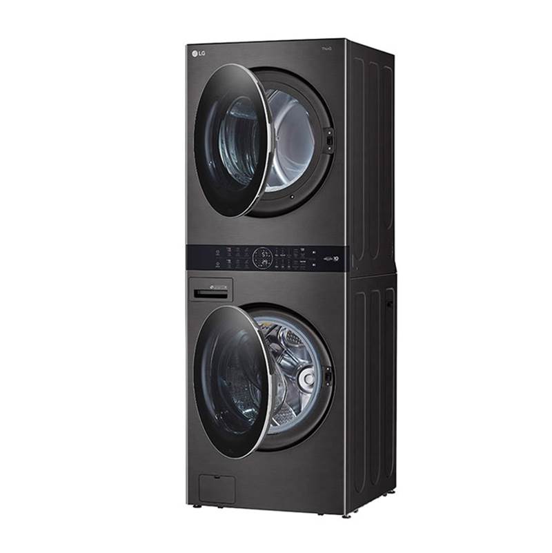 4.5 cu.ft. Washer, 7.4 cu.ft. Gas Dryer, Washtower with Center Control, TurboWash360 and TurboSteam, Black Steel