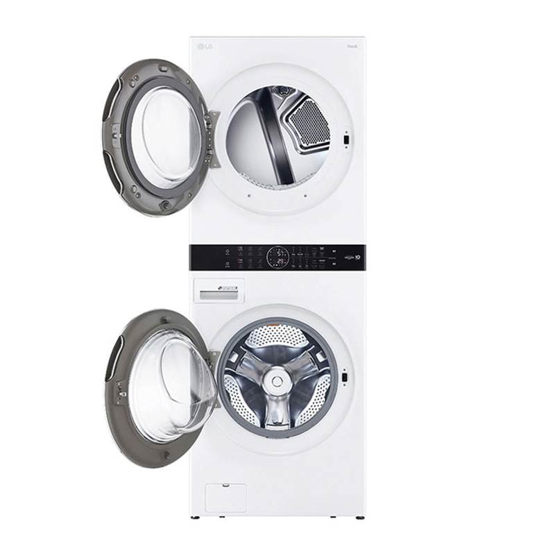 4.5 cu.ft. Washer, 7.4 cu.ft. Gas Dryer, Washtower with Center Control, TurboWash360 and TurboSteam, Black Steel