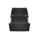 Tall Pedestal with Drawer, Black Steel