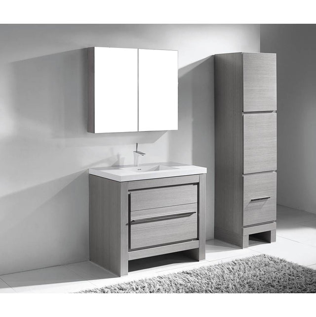 Madeli - Madeli Vicenza 36'' Free Standing Ash Grey/HW: Polished Nickel(PN) - Ash Gray With Polished Nickel