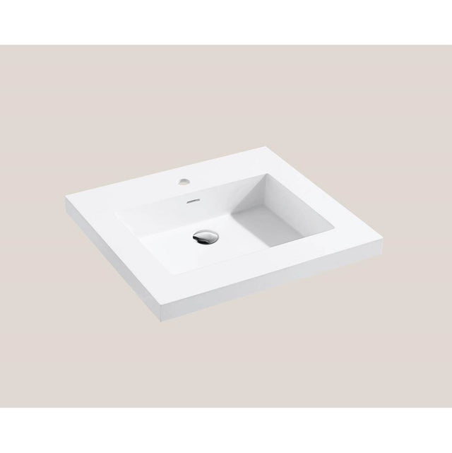 Madeli - Madeli X-Stone Top/Basin, 20'' x 22'' x 2'', Glossy White, No Faucet Hole - White