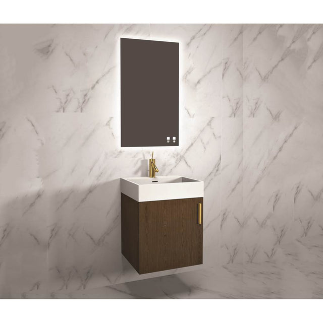 Madeli - Madeli Compact 20'' Wall Hung Vanity Cabinet Brandy/HW: Brushed Nickel(BN) - Brandy With Brushed Nickel