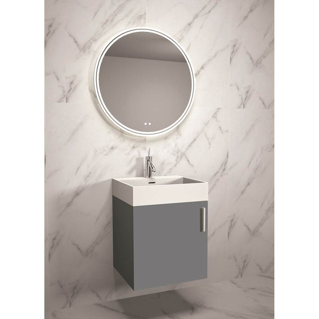 Madeli - Madeli Compact 20'' Wall Hung Vanity Cabinet Studio Grey/HW: Brushed Nickel(BN) - Studio Gray With Brushed Nickel