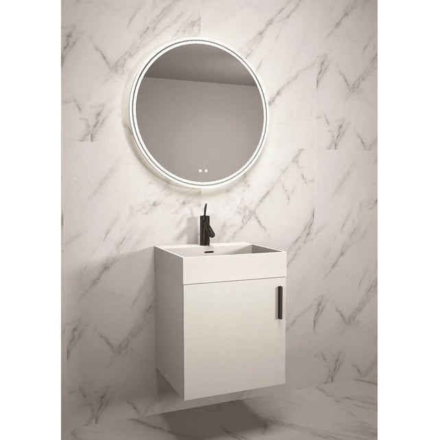 Madeli - Madeli Compact 20'' Wall Hung Vanity Cabinet White/HW: Brushed Nickel(BN) - White With Brushed Nickel