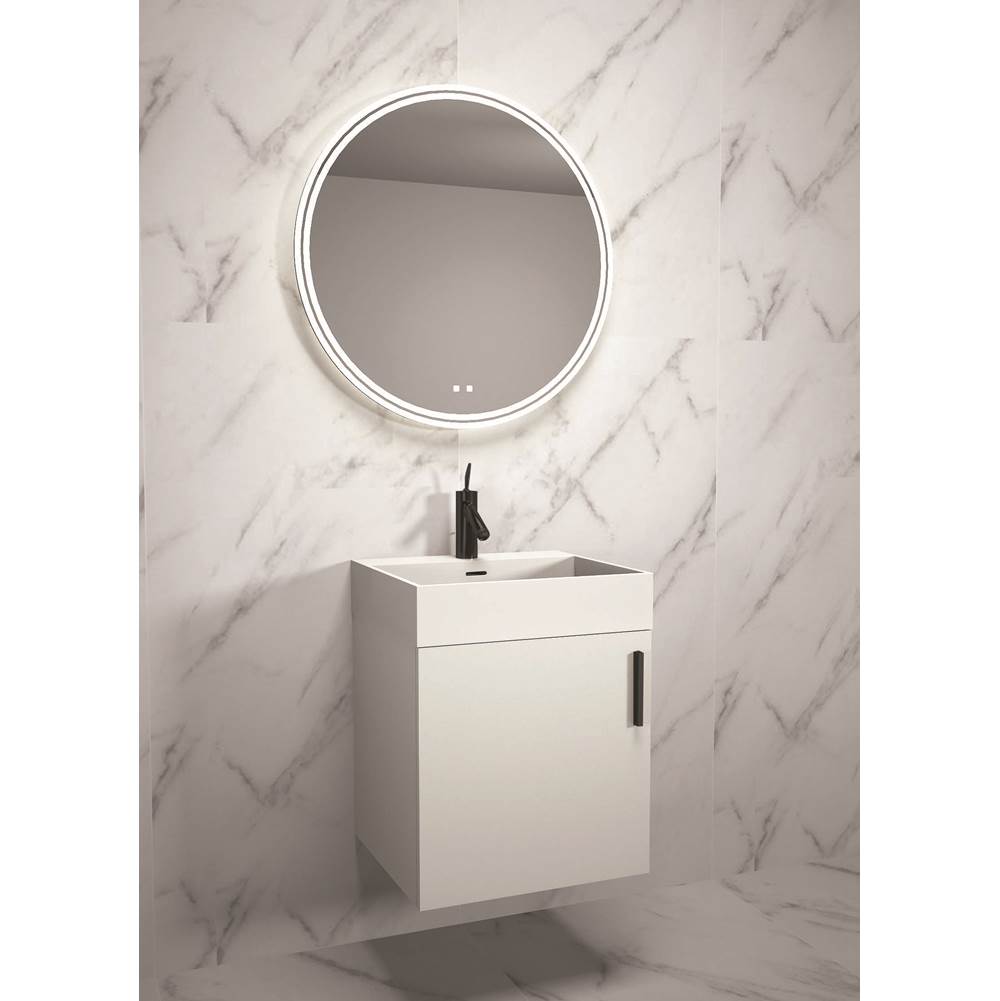 Madeli - Madeli Compact 20'' Wall Hung Vanity Cabinet White/HW:Matte Black(MB) - White With Matte Black