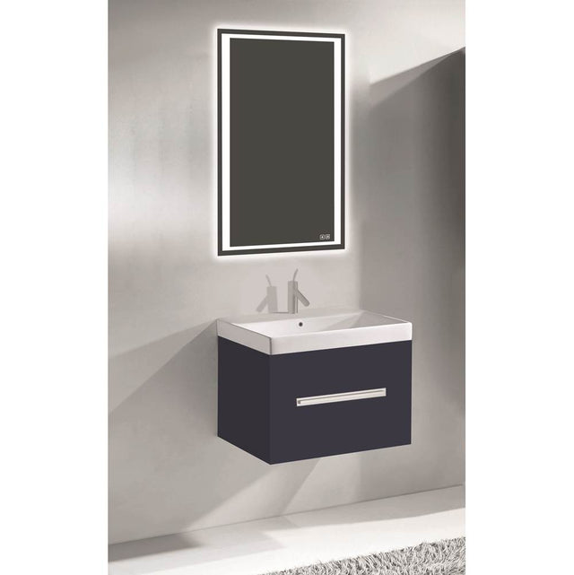 Madeli - Madeli Vogue 24'' Wall Hung Vanity Cabinet Sapphire/HW: Polished Nickel(PN) - Sapphire With Polished Nickel