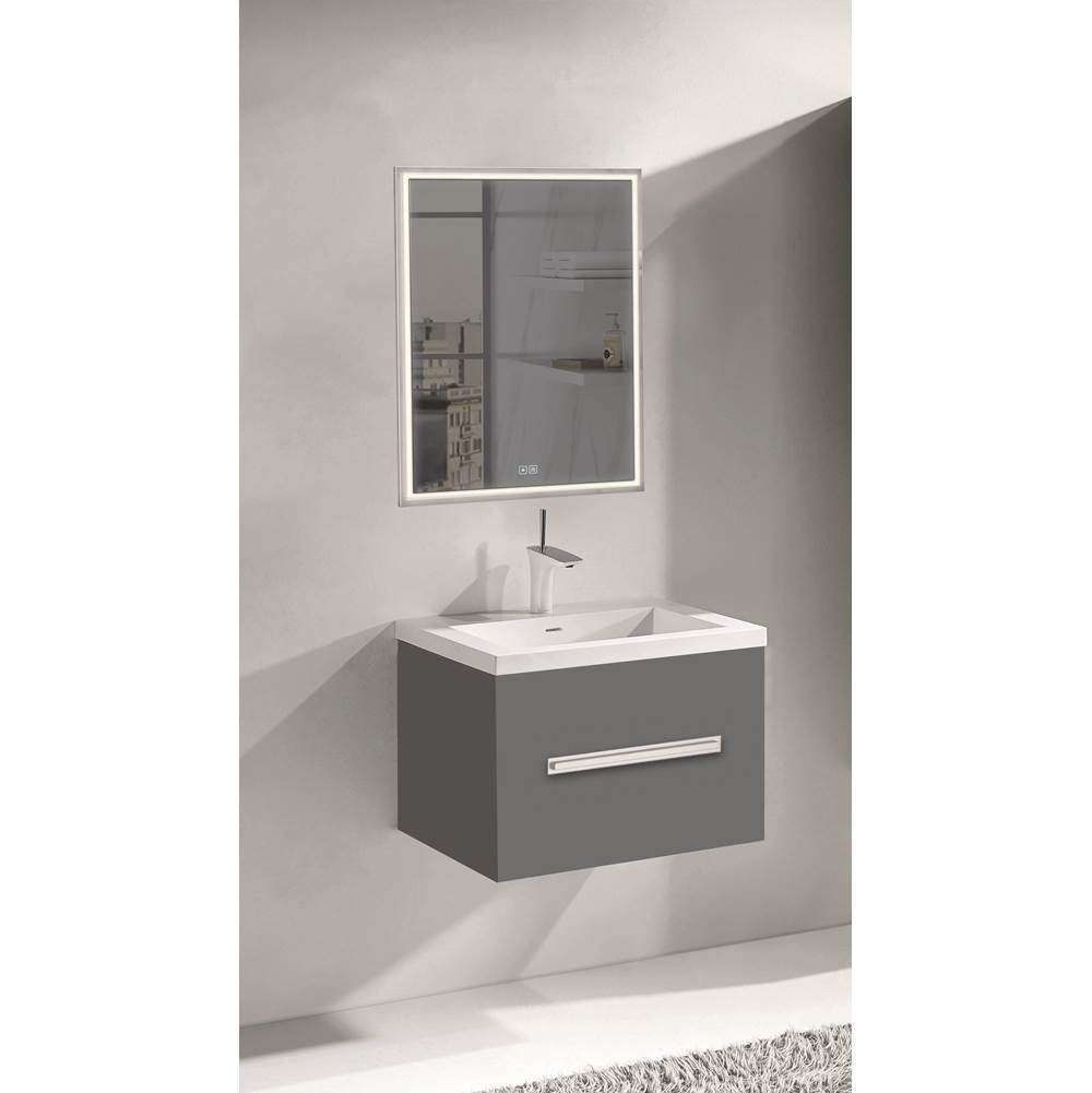 Madeli - Madeli Vogue 24'' Wall Hung Vanity Cabinet Studio Grey/HW: Polished Nickel(PN) - Studio Gray With Polished Nickel
