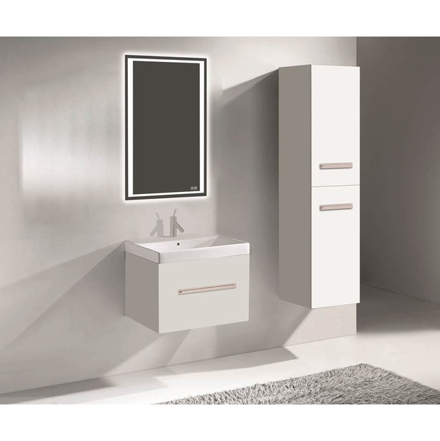 Madeli - Madeli Vogue 24'' Wall Hung Vanity Cabinet White/HW: Satin Brass(SB) - White With Satin Brass