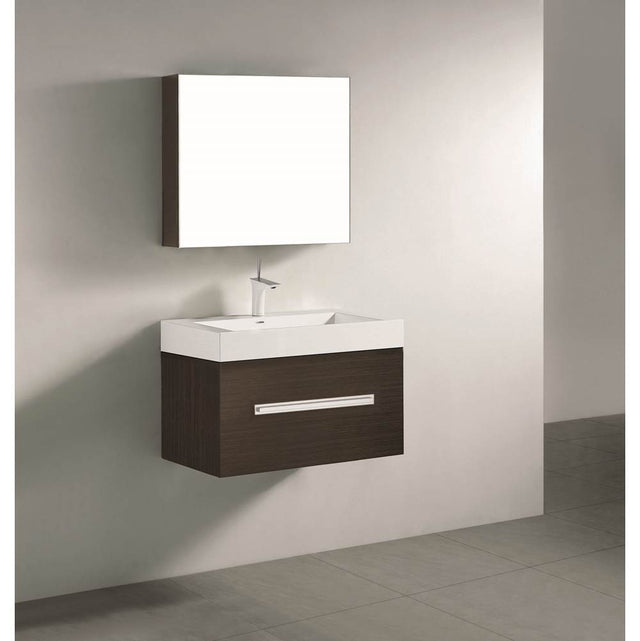 Madeli - Madeli Vogue 30'' Wall Hung Vanity Cabinet Walnut/HW: Satin Brass(SB) - Walnut With Satin Brass