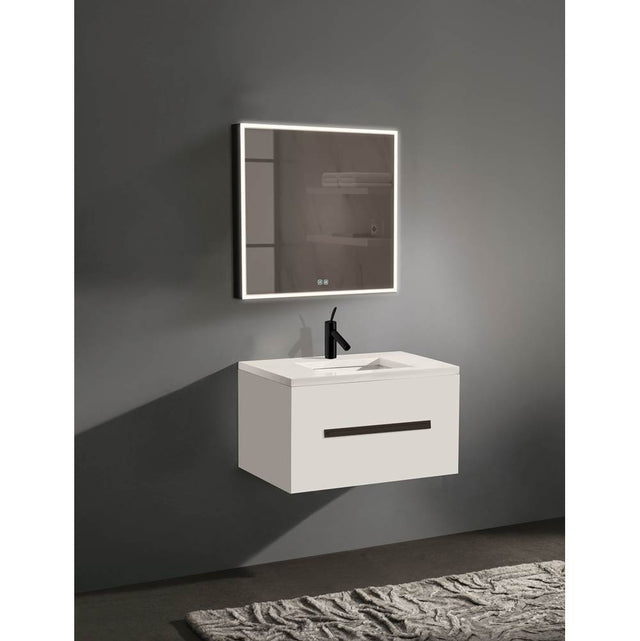 Madeli - Madeli Vogue 30'' Wall Hung Vanity Cabinet White/HW: Matte Black(MB) - White With Matte Black