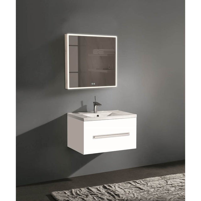 Madeli - Madeli Vogue 30'' Wall Hung Vanity Cabinet White/HW: Polished Chrome(PC) - White With Polished Chrome