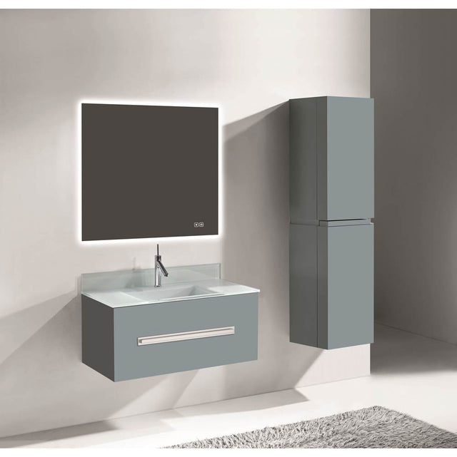 Madeli - Madeli Vogue 36'' Wall Hung Vanity Cabinet Studio Grey/HW: Satin Brass(SB) - Studio Gray With Satin Brass