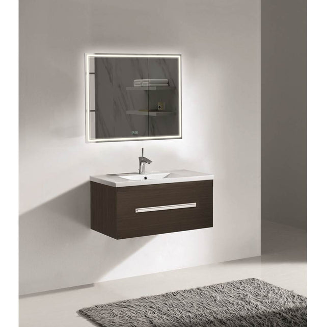 Madeli - Madeli Vogue 36'' Wall Hung Vanity Cabinet Walnut/HW: Polished Chrome(PC) - Walnut With Polished Chrome