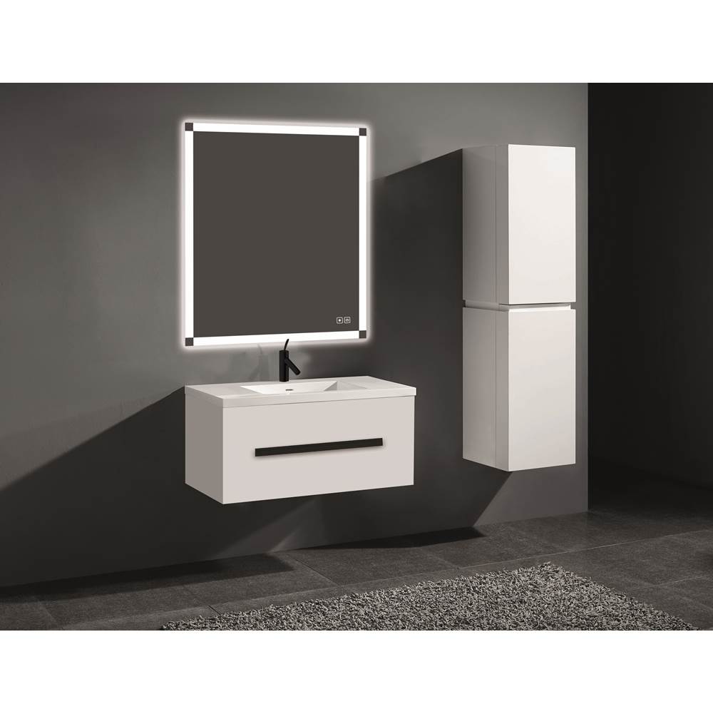 Madeli - Madeli Vogue 36'' Wall Hung Vanity Cabinet White/HW: Matte Black(MB) - White With Matte Black