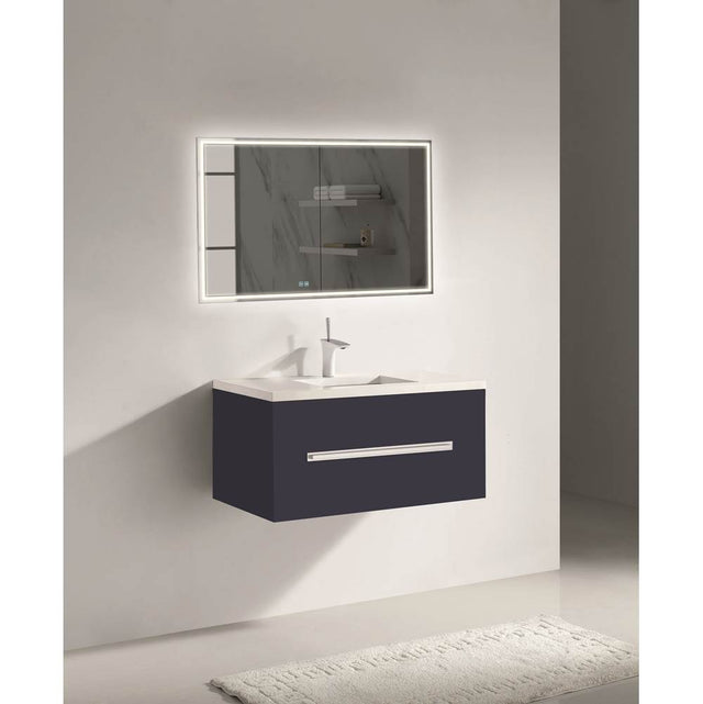 Madeli - Madeli Vogue 42'' Wall Hung Vanity Cabinet Sapphire/HW: Matte Black(MB) - Sapphire With Matte Black