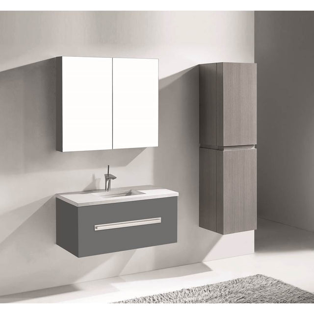 Madeli - Madeli Vogue 42'' Wall Hung Vanity Cabinet Studio Grey/HW: Polished Chrome(PC) - Studio Gray With Polished Chrome