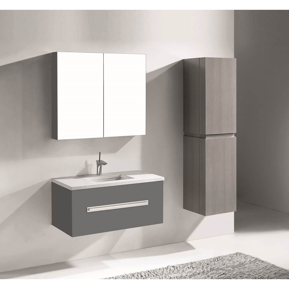 Madeli - Madeli Vogue 42'' Wall Hung Vanity Cabinet Studio Grey/HW: Polished Nickel(PN) - Studio Gray With Polished Nickel