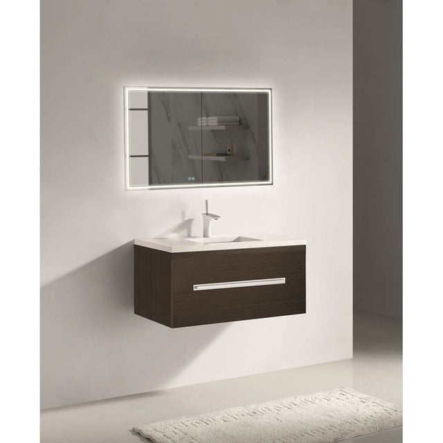 Madeli - Madeli Vogue 42'' Wall Hung Vanity Cabinet Walnut/HW: Matte Black(MB) - Walnut With Matte Black
