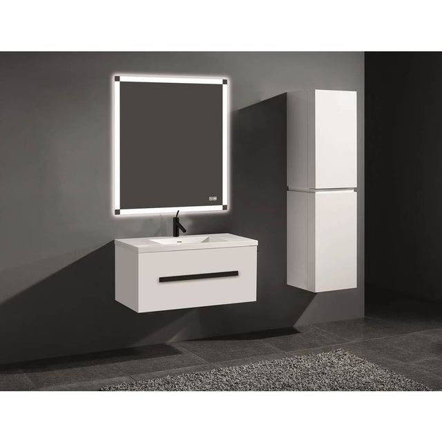 Madeli - Madeli Vogue 42'' Wall Hung Vanity Cabinet White/HW: Satin Brass(SB) - White With Satin Brass