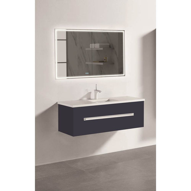 Madeli - Madeli Vogue 48C'' Wall Hung Vanity Cabinet Sapphire/HW: Polished Nickel(PN) - Sapphire With Polished Nickel