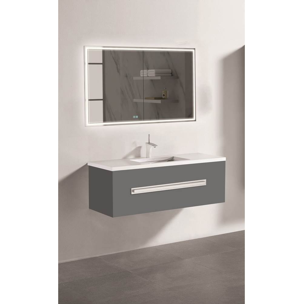Madeli - Madeli Vogue 48C'' Wall Hung Vanity Cabinet Studio Grey/HW: Brushed Nickel(BN) - Studio Gray With Brushed Nickel
