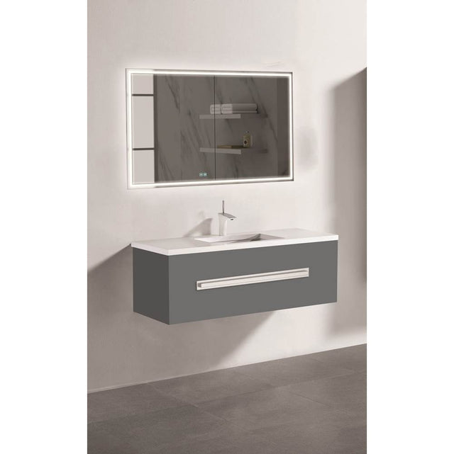 Madeli - Madeli Vogue 48C'' Wall Hung Vanity Cabinet Studio Grey/HW: Polished Chrome(PC) - Studio Gray With Polished Chrome