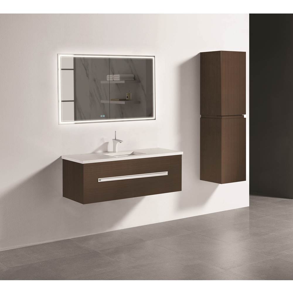 Madeli - Madeli Vogue 48C'' Wall Hung Vanity Cabinet Walnut/HW: Polished Nickel(PN) - Walnut With Polished Nickel