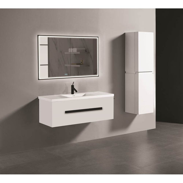 Madeli - Madeli Vogue 48C'' Wall Hung Vanity Cabinet White/HW: Satin Brass(SB) - White With Satin Brass