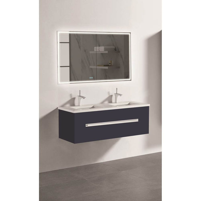Madeli - Madeli Vogue 48D'' Wall Hung Vanity Cabinet Sapphire/HW: Brushed Nickel(BN) - Sapphire With Brushed Nickel