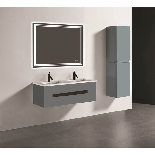 Madeli - Madeli Vogue 48D'' Wall Hung Vanity Cabinet Studio Grey/HW: Satin Brass(SB) - Studio Gray With Satin Brass