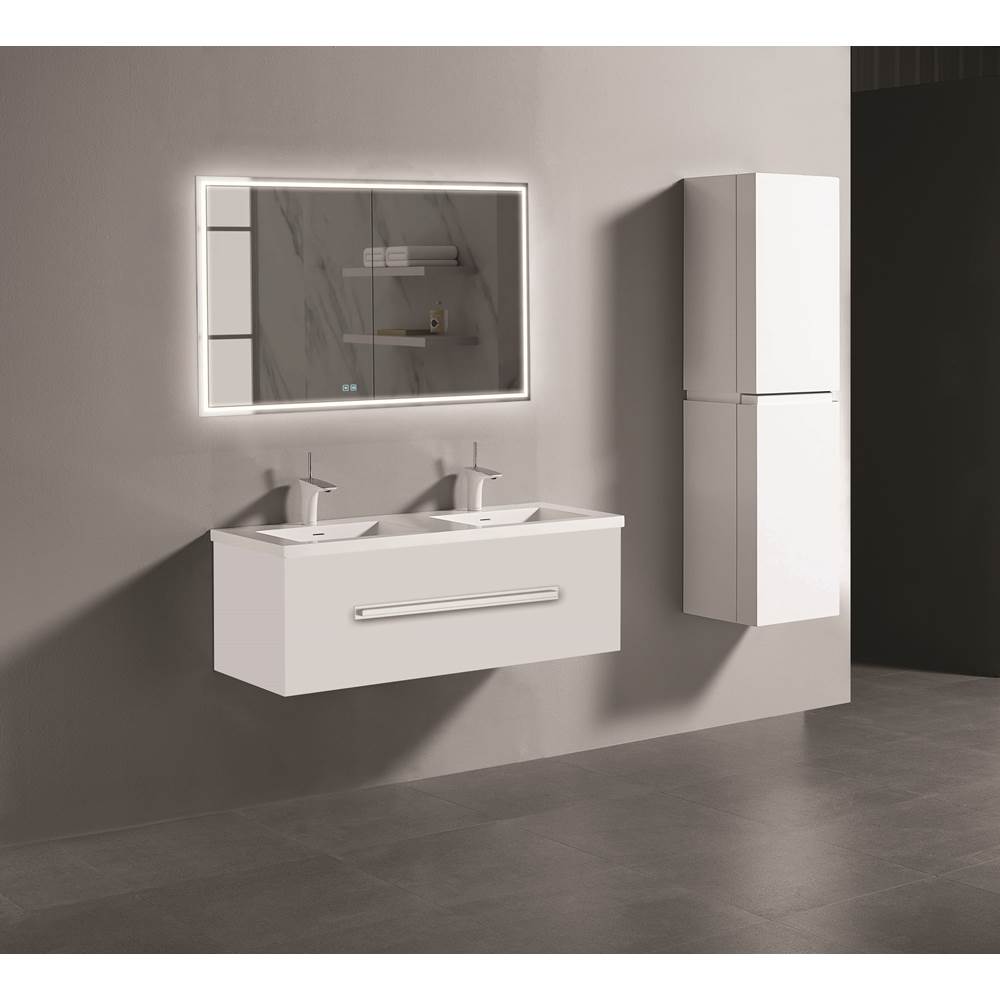 Madeli - Madeli Vogue 48D'' Wall Hung Vanity Cabinet White/HW: Matte Black(MB) - White With Matte Black