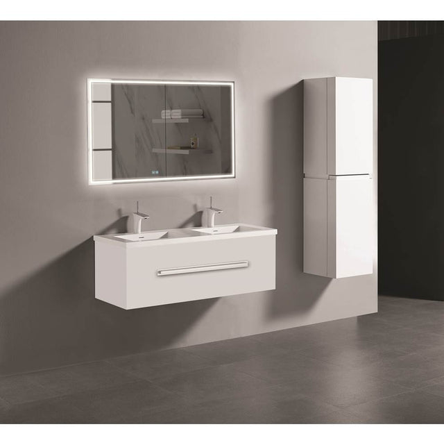 Madeli - Madeli Vogue 48D'' Wall Hung Vanity Cabinet White/HW: Polished Chrome(PC) - White With Polished Chrome