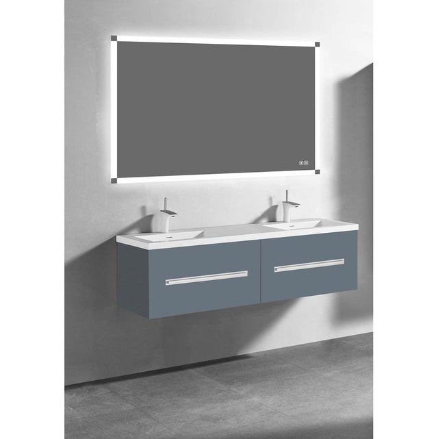 Madeli - Madeli Vogue 60D'' Wall Hung Vanity Cabinet Studio Grey/HW: Brushed Nickel(BN) - Studio Gray With Brushed Nickel