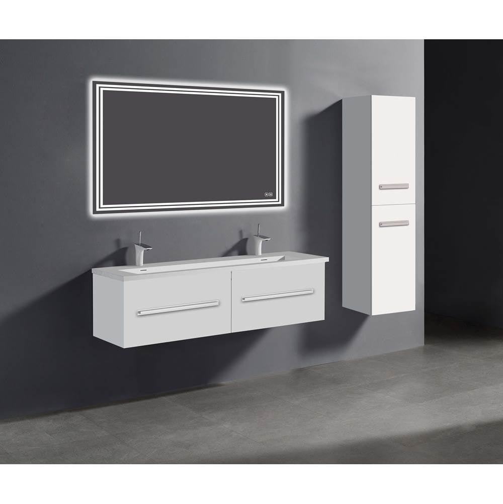 Madeli - Madeli Vogue 60D'' Wall Hung Vanity Cabinet White/HW: Polished Nickel(PN) - White With Polished Nickel