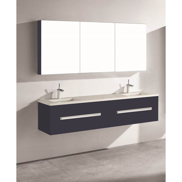 Madeli - Madeli Vogue 72'' Wall Hung Vanity Cabinet Sapphire/HW: Matte Black(MB) - Sapphire With Matte Black