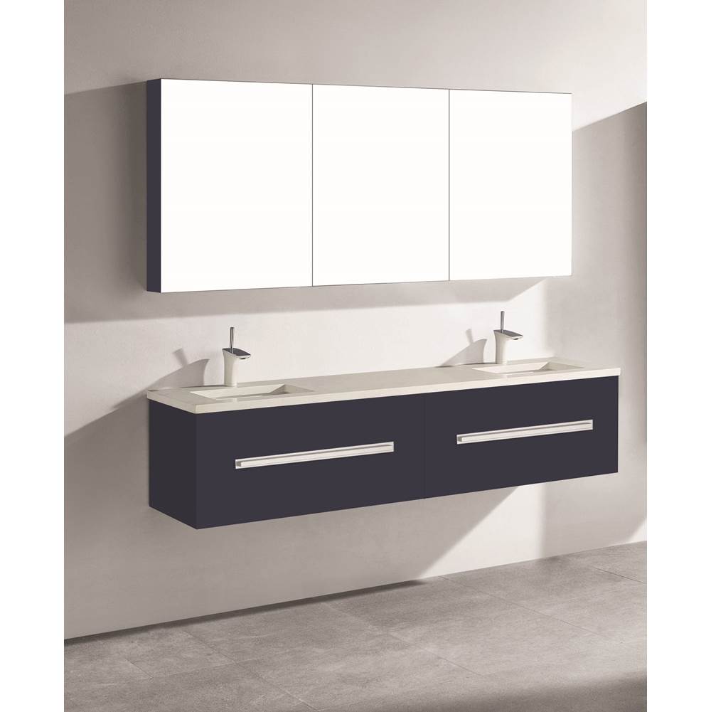 Madeli - Madeli Vogue 72'' Wall Hung Vanity Cabinet Sapphire/HW: Polished Chrome(PC) - Sapphire With Polished Chrome