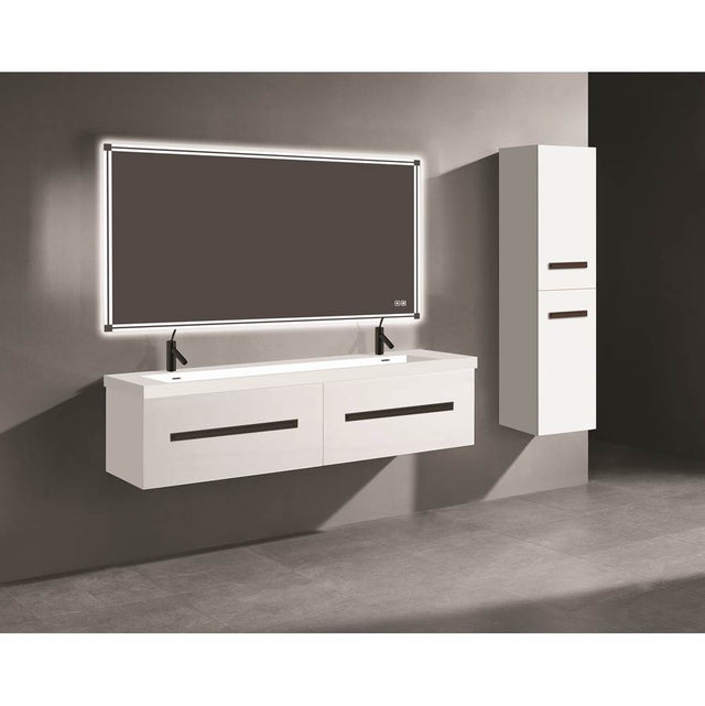 Madeli - Madeli Vogue 72'' Wall Hung Vanity Cabinet White/HW: Brushed Nickel(BN) - White With Brushed Nickel