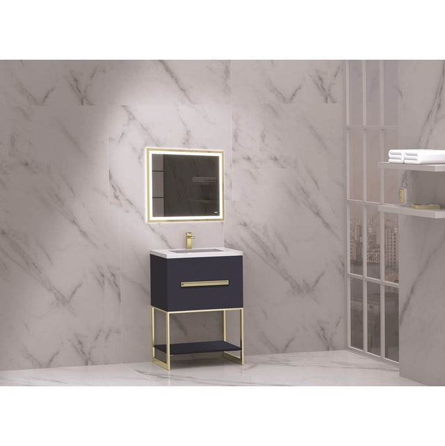 Madeli - Madeli Loft 24'' Free Standing Vanity Cabinet Sapphire/HW: Polished Nickel  (PN) - Sapphire With Polished Nickel