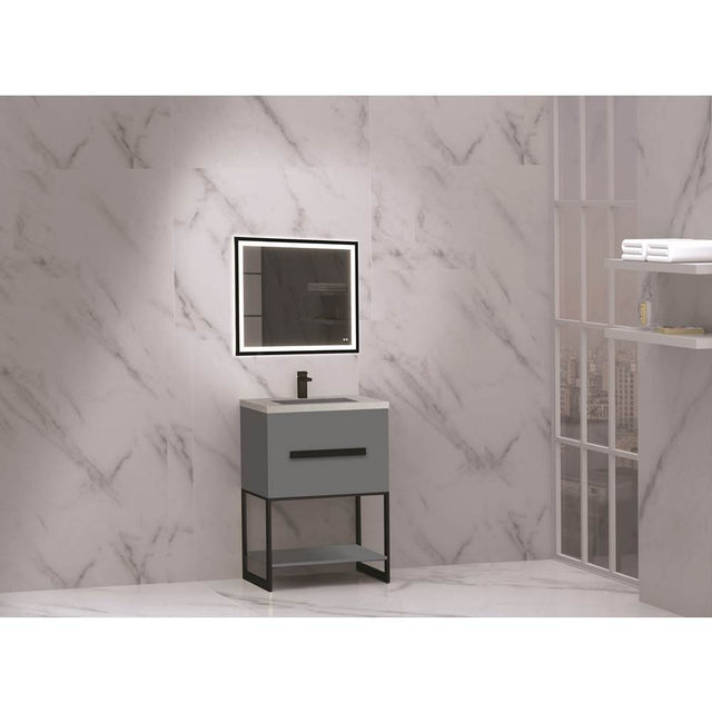 Madeli - Madeli Loft 24'' Free Standing Vanity Cabinet Studio Grey/HW: Polished Chrome(PC) - Studio Gray With Polished Chrome