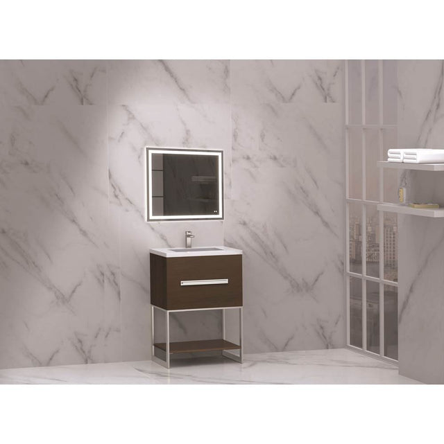 Madeli - Madeli Loft 24'' Free Standing Vanity Cabinet Walnut/HW: Matte Black(MB) - Walnut With Matte Black