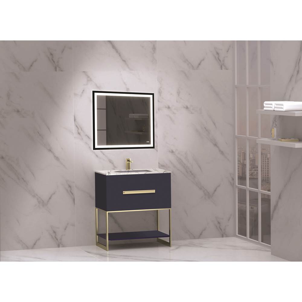 Madeli - Madeli Loft 30'' Free Standing Vanity Cabinet Sapphire/HW: Satin Brass(SB) - Sapphire With Satin Brass