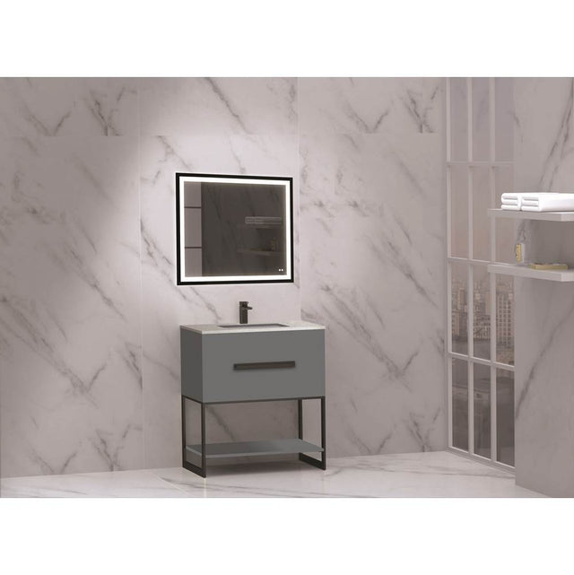 Madeli - Madeli Loft 30'' Free Standing Vanity Cabinet Studio Grey/HW: Polished Nickel  (PN) - Studio Gray With Polished Nickel