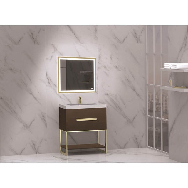 Madeli - Madeli Loft 30'' Free Standing Vanity Cabinet Walnut/HW: Polished Chrome(PC) - Walnut With Polished Chrome