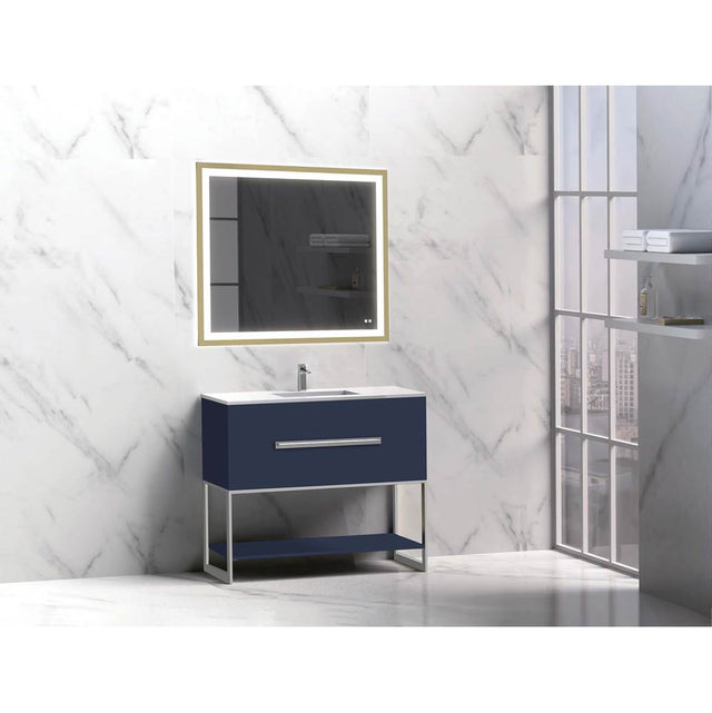Madeli - Madeli Loft 36'' Free Standing Vanity Cabinet Sapphire/HW: Polished Nickel  (PN) - Sapphire With Polished Nickel