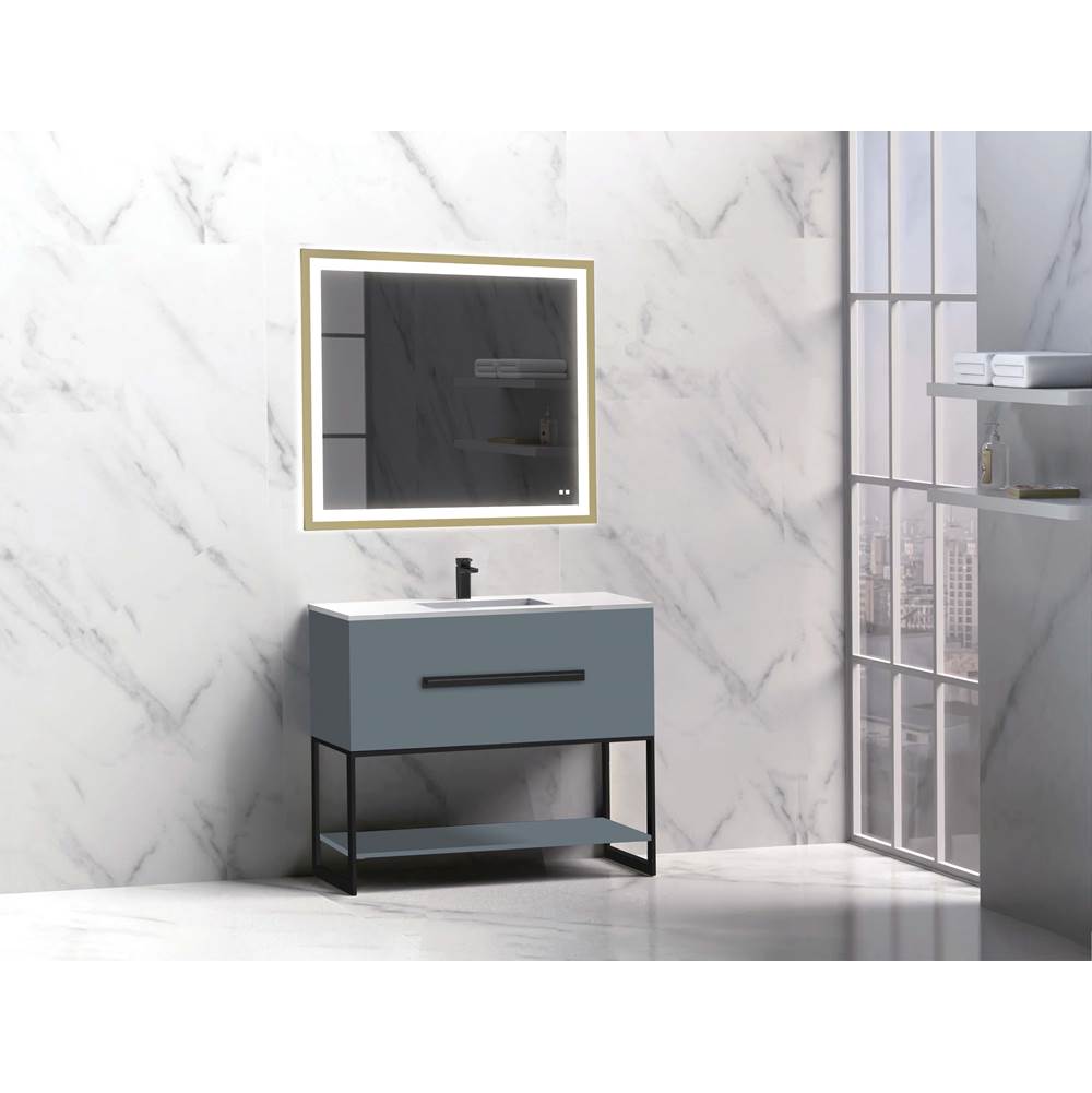 Madeli - Madeli Loft 36'' Free Standing Vanity Cabinet Studio Grey/HW: Matte Black(MB) - Studio Gray With Matte Black