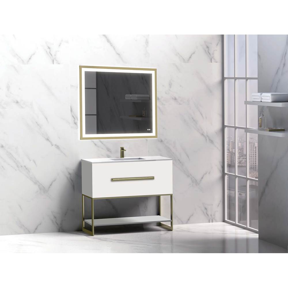 Madeli - Madeli Loft 36'' Free Standing Vanity Cabinet White/HW: Polished Chrome(PC) - White With Polished Chrome