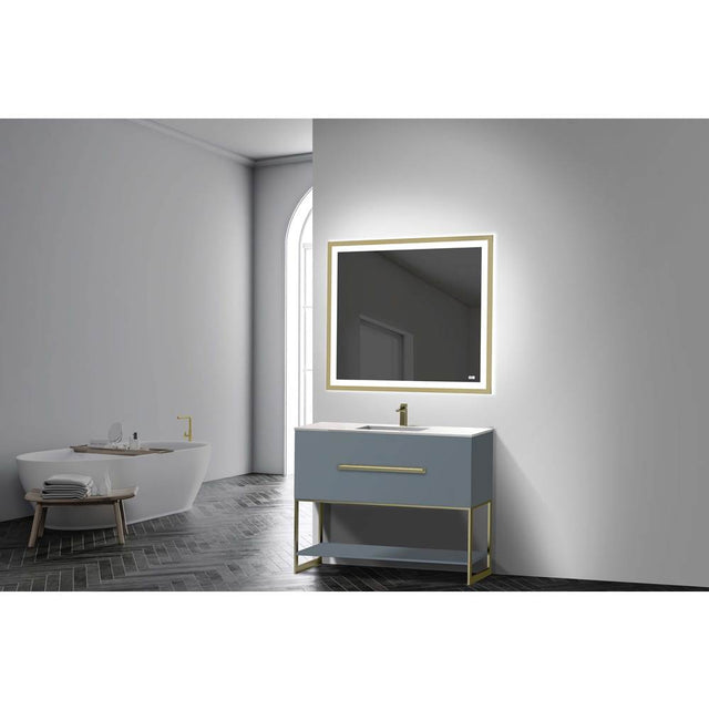 Madeli - Madeli Loft 42'' Free Standing Vanity Cabinet Studio Grey/HW: Satin Brass(SB) - Studio Gray With Satin Brass