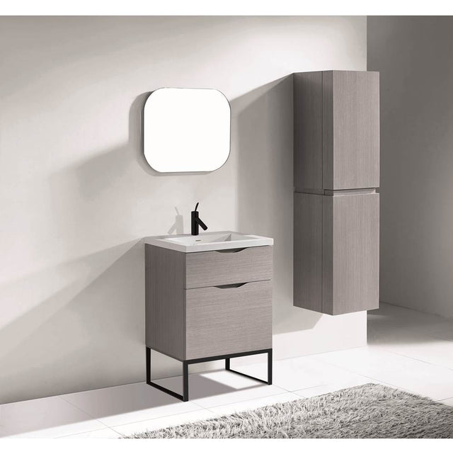 Madeli - Madeli Milano 24'' Free Standing Cabinet Ash Grey/HW: Matte Black(MB) - Ash Gray With Matte Black