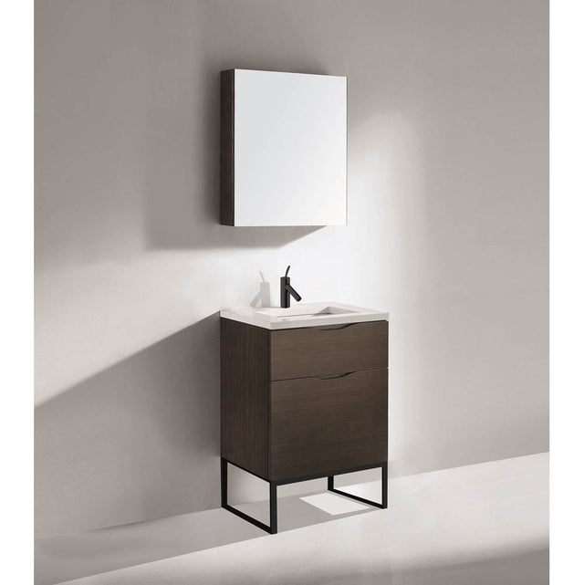 Madeli - Madeli Milano 24'' Free Standing Vanity Cabinet Walnut/HW: Matte Black(MB) - Walnut With Matte Black