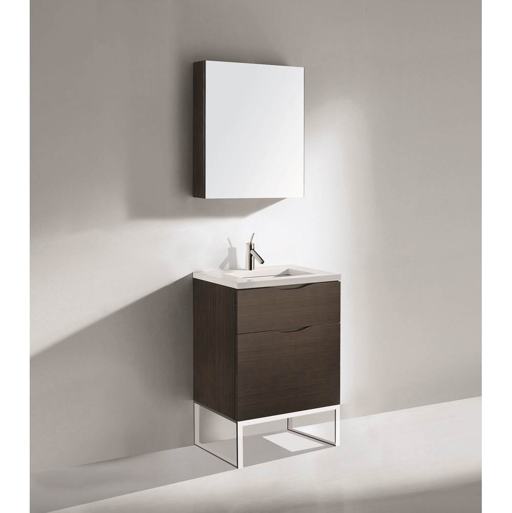 Madeli - Madeli Milano 24'' Free Standing Vanity Cabinet Walnut/HW: Polished Chrome(PC) - Walnut With Polished Chrome
